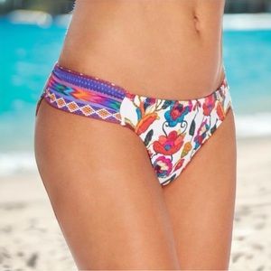 Nanette Lepore Swim Floral Bikini Bottom Antigua Siren Hipster Side Tabs Size S